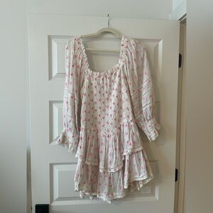 LoveShackFancy - Raelynn Dress, Size: M, color: pebble pink/ecru